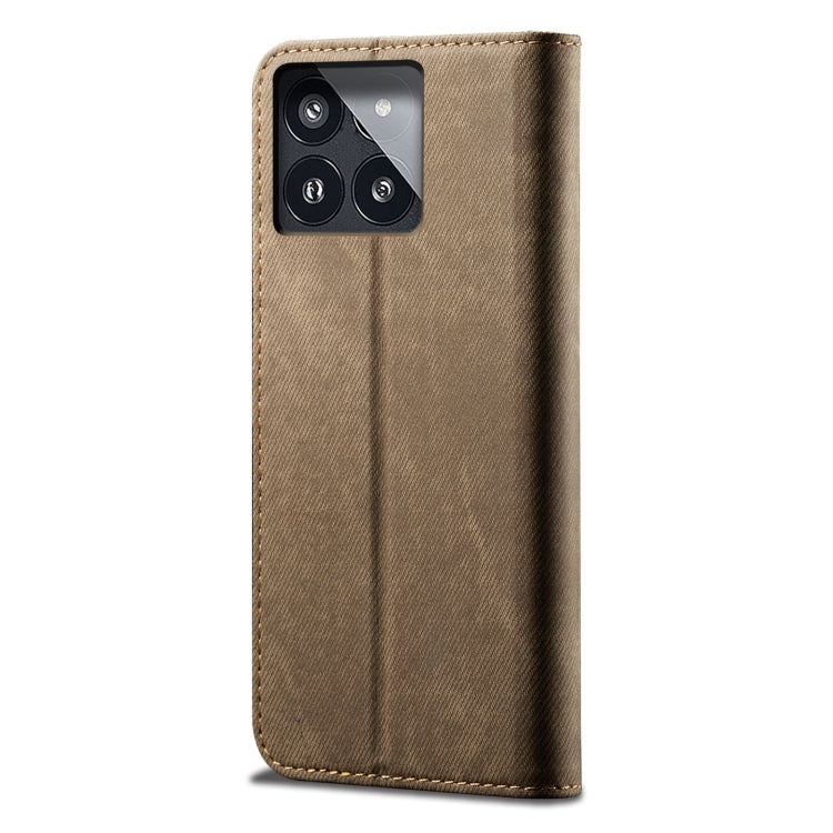 For Xiaomi Redmi K70/K70 Pro Denim Texture Casual Style Horizontal Flip Leather Case(Khaki) - K70 Pro Cases by PMC Jewellery | Online Shopping South Africa | PMC Jewellery | Buy Now Pay Later Mobicred