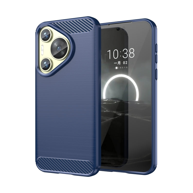 For Huawei Pura 70 Brushed Texture Carbon Fiber TPU Phone Case(Blue) - Huawei Cases by PMC Jewellery | Online Shopping South Africa | PMC Jewellery | Buy Now Pay Later Mobicred