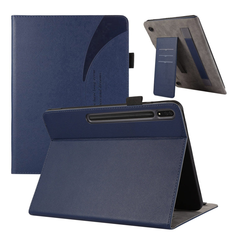 For Samsung Galaxy Tab S9 Ultra / S8 Ultra Litchi Texture Leather Sucker Tablet Case(Dark Blue) - Galaxy Tab S9 Ultra Cases by PMC Jewellery | Online Shopping South Africa | PMC Jewellery | Buy Now Pay Later Mobicred