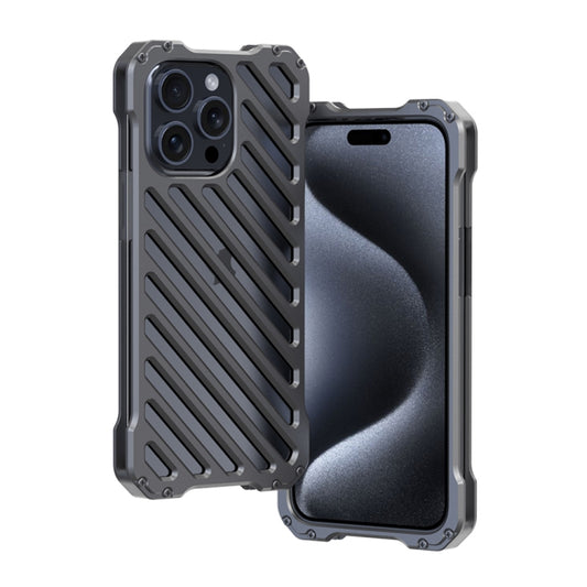 For iPhone 15 Pro R-JUST Breathable Armor Phone Case(Space Grey) - iPhone 15 Pro Cases by R-JUST | Online Shopping South Africa | PMC Jewellery