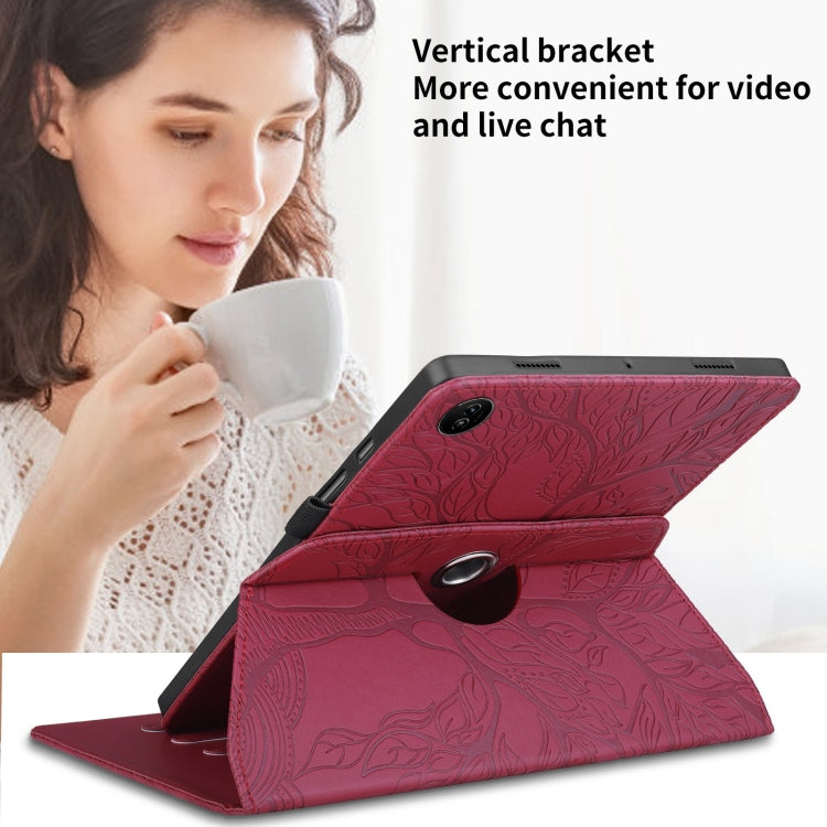 For Realme Pad 2 Tree Life Embossed Rotation Leather Tablet Case(Red) - Realme by PMC TechLife | Online Shopping South Africa | PMC TechLife | Buy Now Pay Later Mobicred