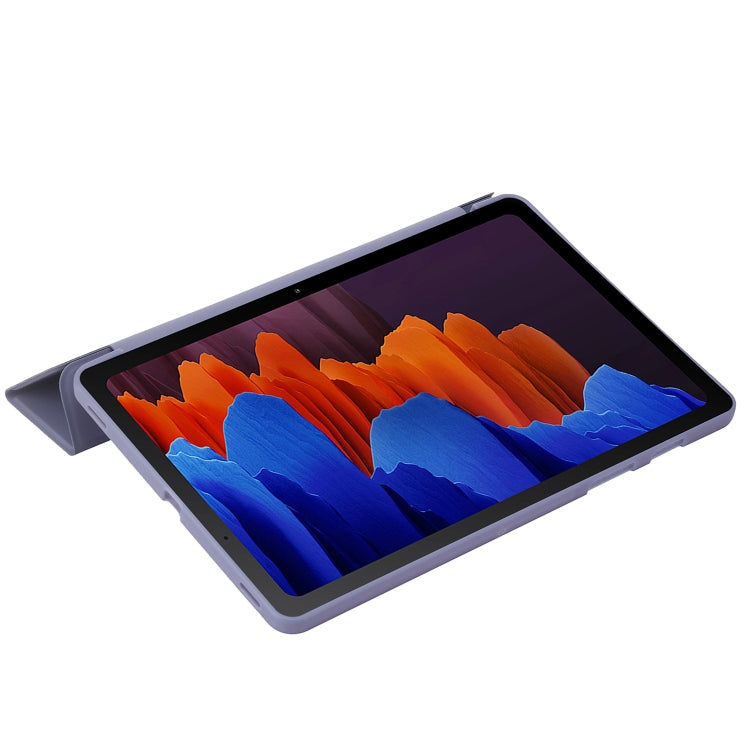 For Samsung Galaxy Tab S9 3-Fold Holder Silicone Leather Tablet Case(Purple) - Galaxy Tab S9 Cases by PMC Jewellery | Online Shopping South Africa | PMC Jewellery | Buy Now Pay Later Mobicred