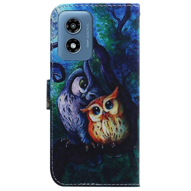 For Motorola Moto G Play 4G 2024 Coloured Drawing Flip Leather Phone Case(Oil Painting Owl) - Motorola Cases by PMC Jewellery | Online Shopping South Africa | PMC Jewellery | Buy Now Pay Later Mobicred