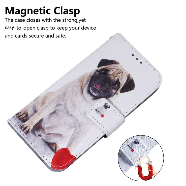 For Motorola Moto G Play 4G 2024 Coloured Drawing Flip Leather Phone Case(Pug) - Motorola Cases by PMC Jewellery | Online Shopping South Africa | PMC Jewellery | Buy Now Pay Later Mobicred