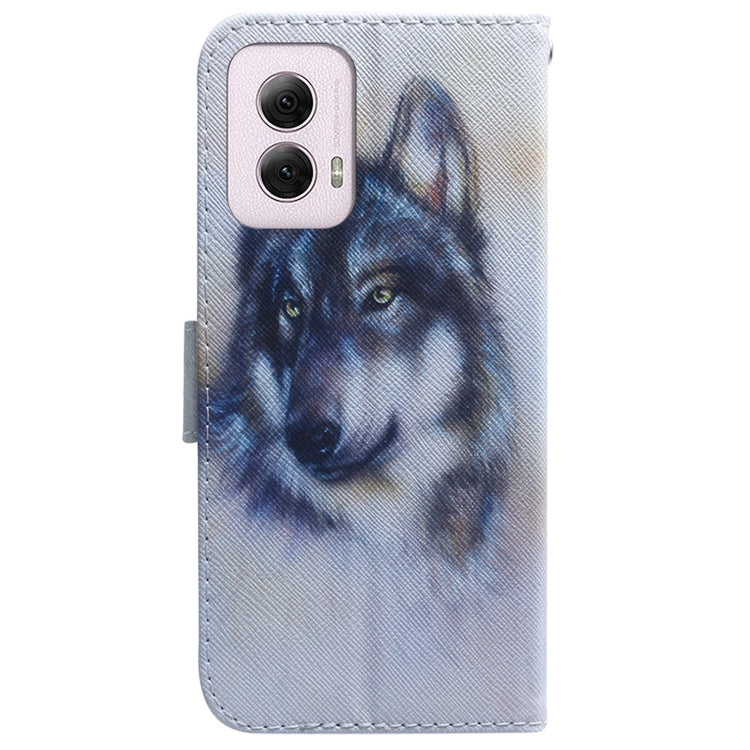 For Motorola Moto G Power 5G 2024 Coloured Drawing Flip Leather Phone Case(White Wolf) - Motorola Cases by PMC Jewellery | Online Shopping South Africa | PMC Jewellery | Buy Now Pay Later Mobicred