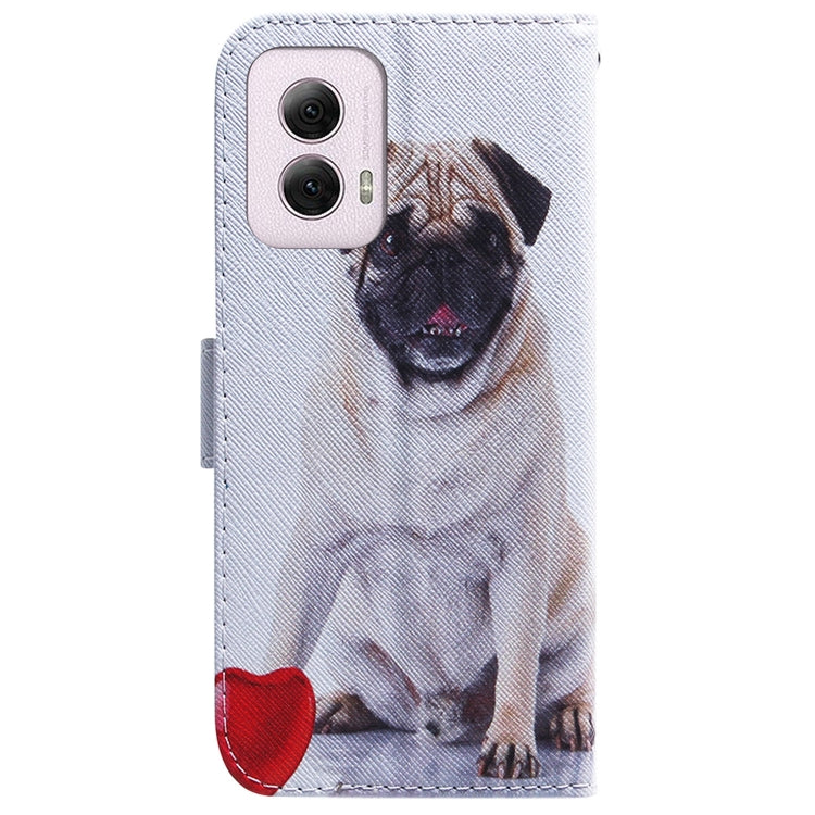 For Motorola Moto G Power 5G 2024 Coloured Drawing Flip Leather Phone Case(Pug) - Motorola Cases by PMC Jewellery | Online Shopping South Africa | PMC Jewellery | Buy Now Pay Later Mobicred