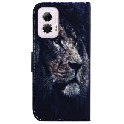 For Motorola Moto G Power 5G 2024 Coloured Drawing Flip Leather Phone Case(Lion) - Motorola Cases by PMC Jewellery | Online Shopping South Africa | PMC Jewellery | Buy Now Pay Later Mobicred