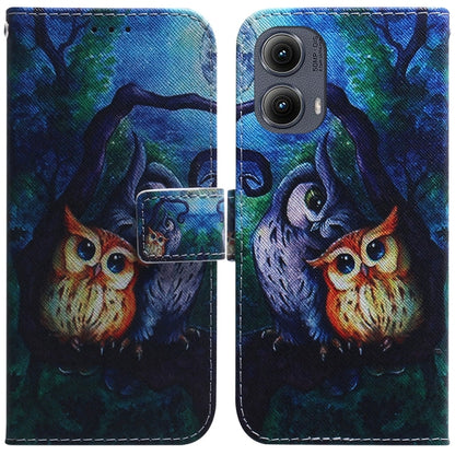 For Motorola Edge 2024 Coloured Drawing Flip Leather Phone Case(Oil Painting Owl) - Motorola Cases by PMC Jewellery | Online Shopping South Africa | PMC Jewellery | Buy Now Pay Later Mobicred