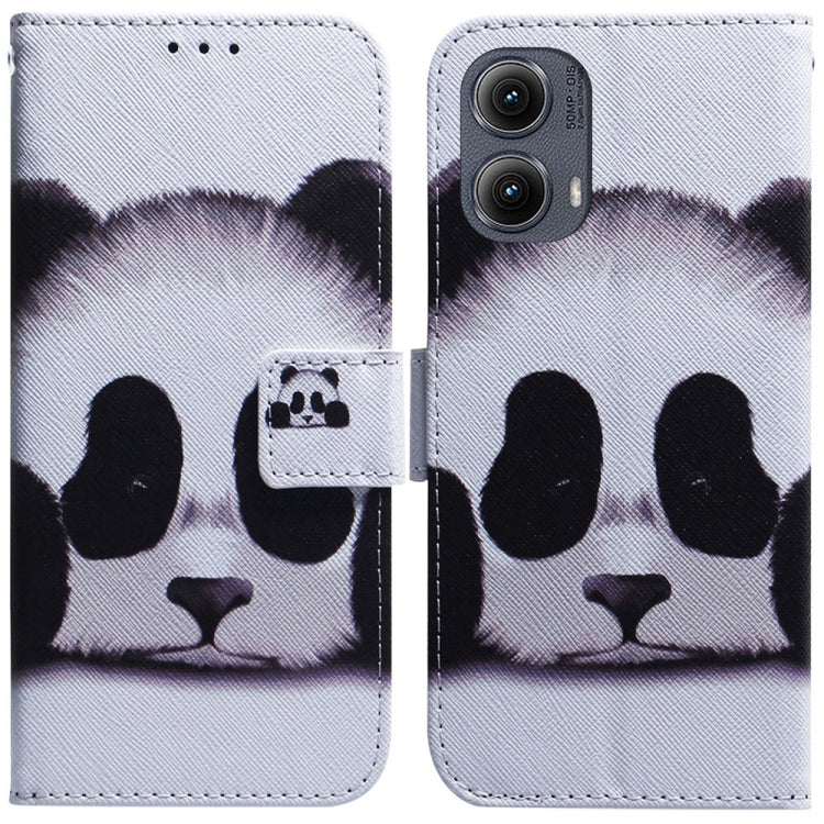 For Motorola Edge 2024 Coloured Drawing Flip Leather Phone Case(Panda) - Motorola Cases by PMC Jewellery | Online Shopping South Africa | PMC Jewellery | Buy Now Pay Later Mobicred