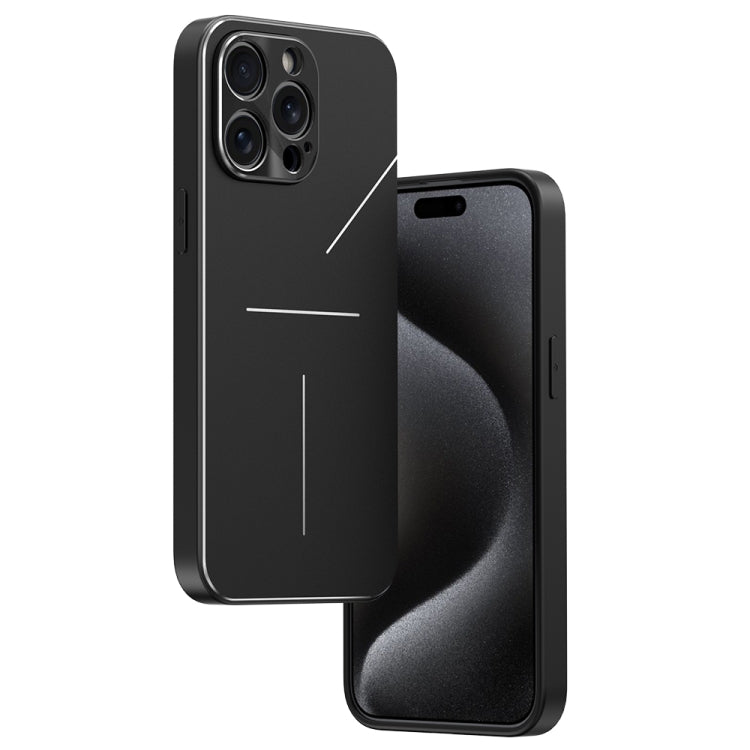 For iPhone 15 Pro R-JUST RJ52 3-Line Style Metal TPU Shockproof Phone Case(Black) - iPhone 15 Pro Cases by R-JUST | Online Shopping South Africa | PMC Jewellery | Buy Now Pay Later Mobicred