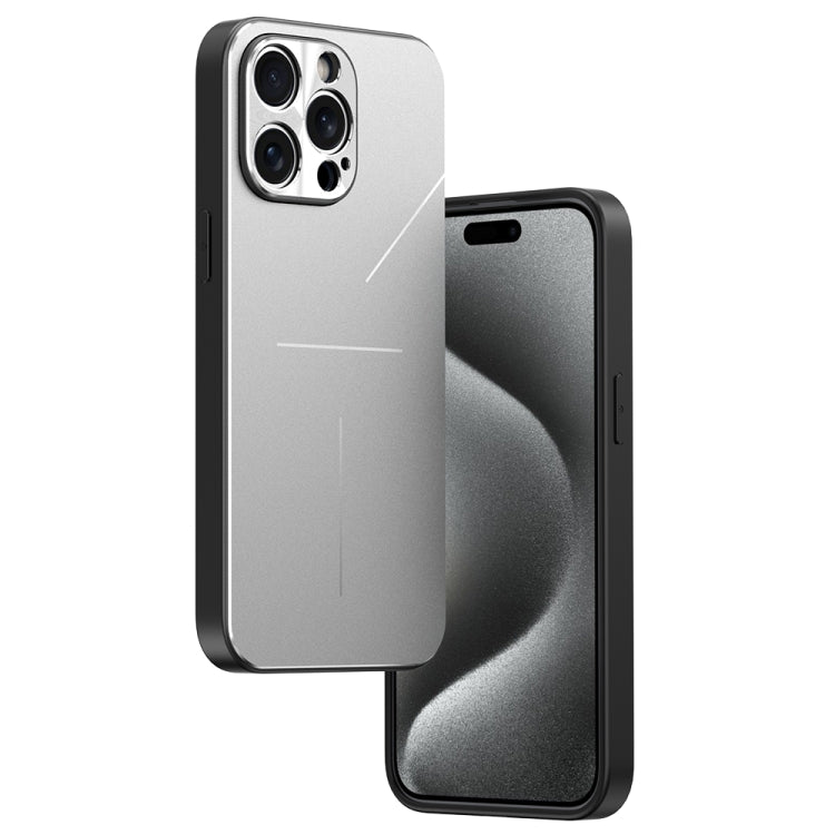 For iPhone 15 Pro R-JUST RJ52 3-Line Style Metal TPU Shockproof Phone Case(Silver) - iPhone 15 Pro Cases by R-JUST | Online Shopping South Africa | PMC Jewellery | Buy Now Pay Later Mobicred