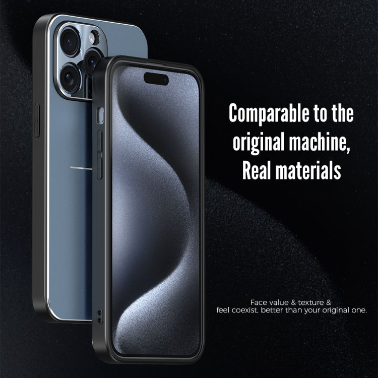 For iPhone 15 Pro R-JUST RJ52 3-Line Style Metal TPU Shockproof Phone Case(Black) - iPhone 15 Pro Cases by R-JUST | Online Shopping South Africa | PMC Jewellery | Buy Now Pay Later Mobicred