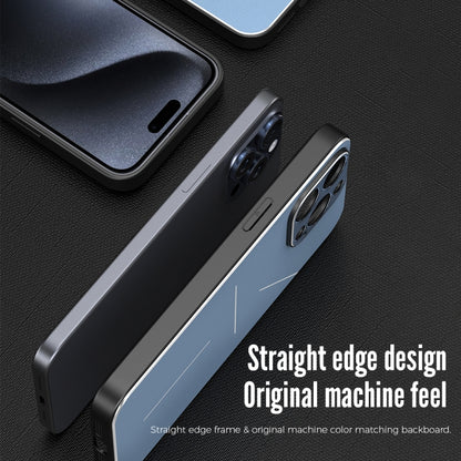 For iPhone 15 Pro R-JUST RJ52 3-Line Style Metal TPU Shockproof Phone Case(Blue) - iPhone 15 Pro Cases by R-JUST | Online Shopping South Africa | PMC Jewellery | Buy Now Pay Later Mobicred