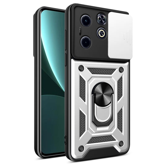 For Infinix Hot 40i / Smart 8 Sliding Camera Cover Design TPU+PC Phone Case(Silver) - Infinix Cases by PMC Jewellery | Online Shopping South Africa | PMC Jewellery | Buy Now Pay Later Mobicred