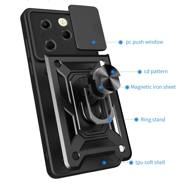 For Infinix Hot 40 / 40 Pro 4G Sliding Camera Cover Design TPU+PC Phone Case(Black) - Infinix Cases by PMC Jewellery | Online Shopping South Africa | PMC Jewellery | Buy Now Pay Later Mobicred