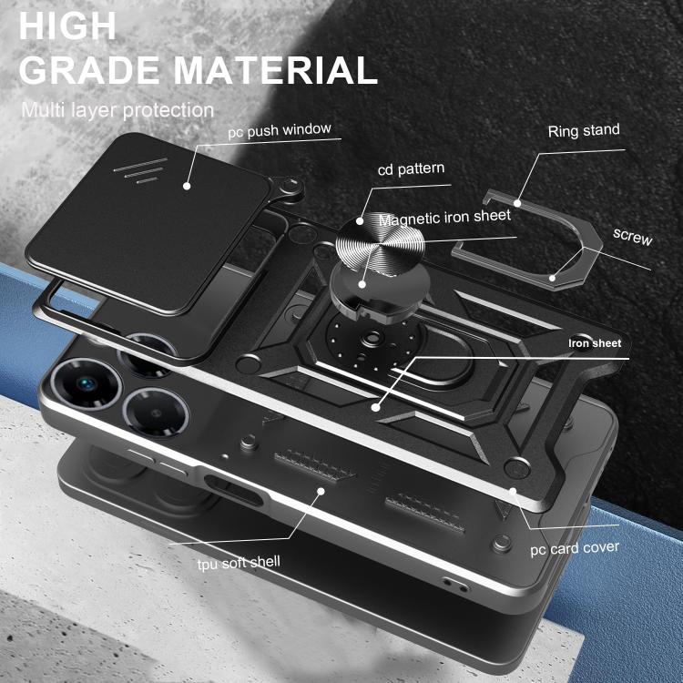 For Infinix Note 40X 5G Sliding Camera Cover Design TPU+PC Phone Case(Silver) - free shipping - PMC TechLife - Order now!