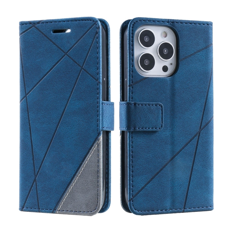 For iPhone 16 Pro Max Skin Feel Splicing Leather Phone Case(Blue) - iPhone 16 Pro Max Cases by PMC Jewellery | Online Shopping South Africa | PMC Jewellery | Buy Now Pay Later Mobicred