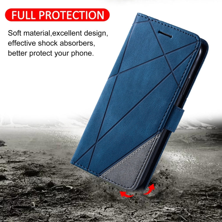 For iPhone 16 Pro Max Skin Feel Splicing Leather Phone Case(Blue) - iPhone 16 Pro Max Cases by PMC TechLife | Online Shopping South Africa | PMC TechLife | Buy Now Pay Later Mobicred