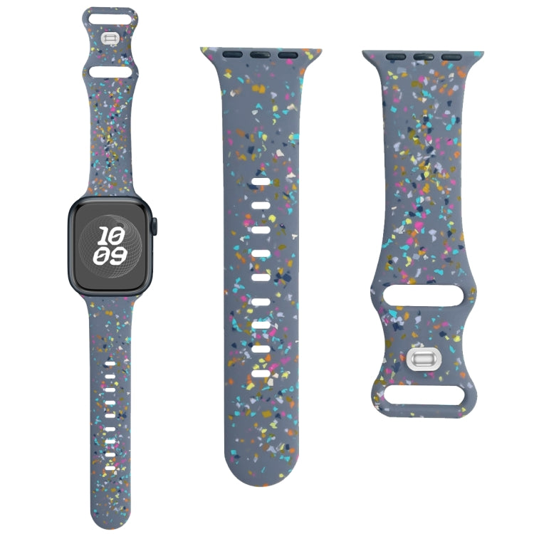 For Apple Watch Serie 9 45mm Floral Silicone Watch Band(Grey) - Watch Bands by PMC Jewellery | Online Shopping South Africa | PMC Jewellery