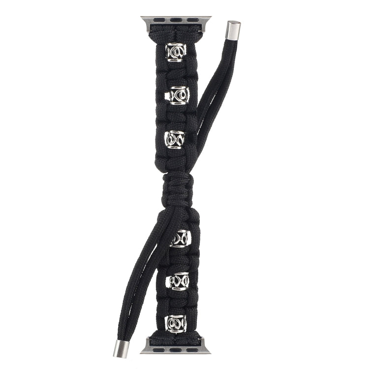 For Apple Watch 38mm Silk Silver Beads Braided Watch Band(Black) - free shipping - PMC TechLife - Order now!