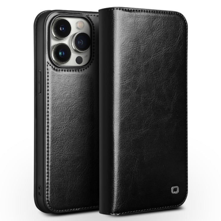 For iPhone 15 Pro Max QIALINO Classic Genuine Leather Phone Case(Black) - iPhone 15 Pro Max Cases by QIALINO | Online Shopping South Africa | PMC TechLife | Buy Now Pay Later Mobicred
