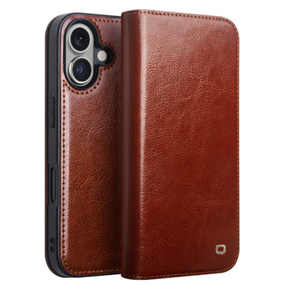 For iPhone 16 Plus QIALINO Classic Genuine Leather Phone Case(Brown) - iPhone 16 Plus Cases by QIALINO | Online Shopping South Africa | PMC Jewellery | Buy Now Pay Later Mobicred