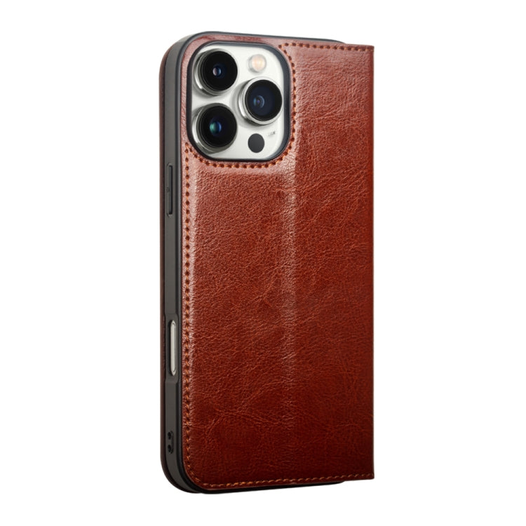 For iPhone 16 Plus QIALINO Classic Genuine Leather Phone Case(Brown) - iPhone 16 Plus Cases by QIALINO | Online Shopping South Africa | PMC Jewellery | Buy Now Pay Later Mobicred