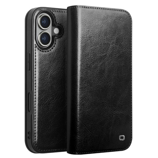 For iPhone 16 QIALINO Classic Genuine Leather Phone Case(Black) - iPhone 16 Cases by QIALINO | Online Shopping South Africa | PMC Jewellery | Buy Now Pay Later Mobicred