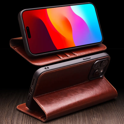 For iPhone 16 Plus QIALINO Classic Genuine Leather Phone Case(Brown) - iPhone 16 Plus Cases by QIALINO | Online Shopping South Africa | PMC Jewellery | Buy Now Pay Later Mobicred