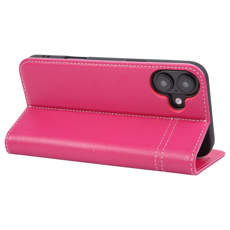 For iPhone 16 GEBEI Top-grain Horizontal Flip Leather Phone Case(Rose Red) - iPhone 16 Cases by GEBEI | Online Shopping South Africa | PMC Jewellery | Buy Now Pay Later Mobicred