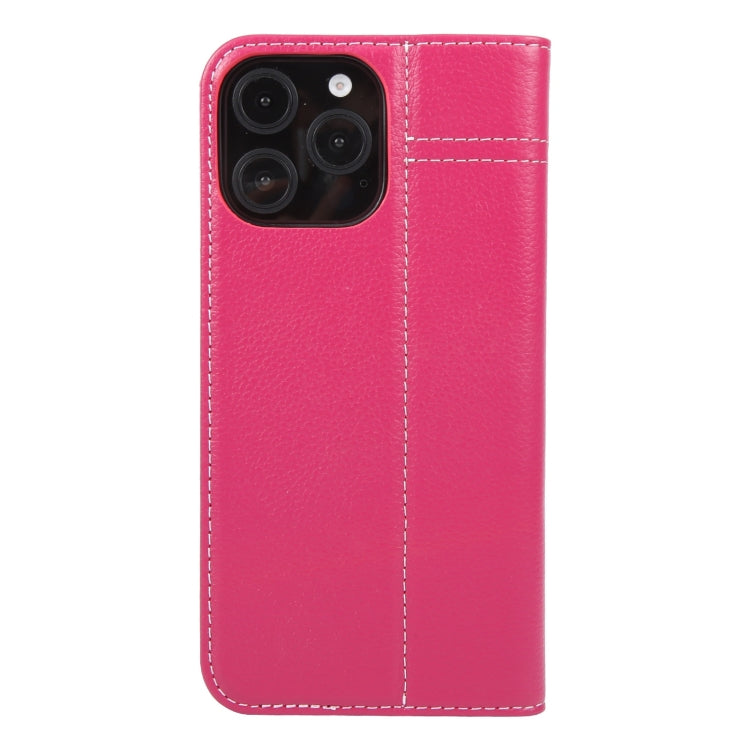 For iPhone 16 Pro Max GEBEI Top-grain Horizontal Flip Leather Phone Case(Rose Red) - iPhone 16 Pro Max Cases by GEBEI | Online Shopping South Africa | PMC Jewellery | Buy Now Pay Later Mobicred