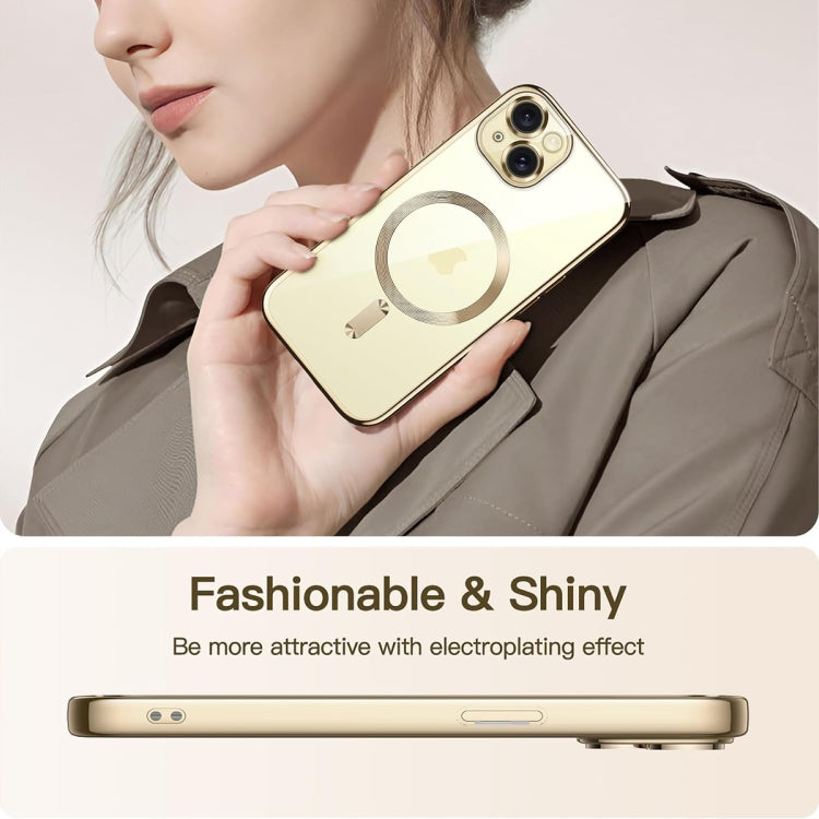 For iPhone 15 Magsafe Magnetic Transparent Electroplated TPU Phone Case(Gold) - iPhone 15 Cases by PMC Jewellery | Online Shopping South Africa | PMC Jewellery