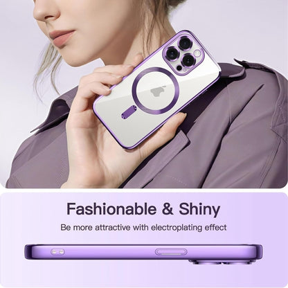 For iPhone 16 Pro Transparent Electroplated Magsafe Magnetic TPU Phone Case(Purple) - iPhone 16 Pro Cases by PMC Jewellery | Online Shopping South Africa | PMC Jewellery | Buy Now Pay Later Mobicred