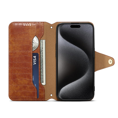 For iPhone 16 Pro Max Denior Crocodile Texture Oil Edge Leather Phone Case(Brown) - iPhone 16 Pro Max Cases by Denior | Online Shopping South Africa | PMC Jewellery | Buy Now Pay Later Mobicred