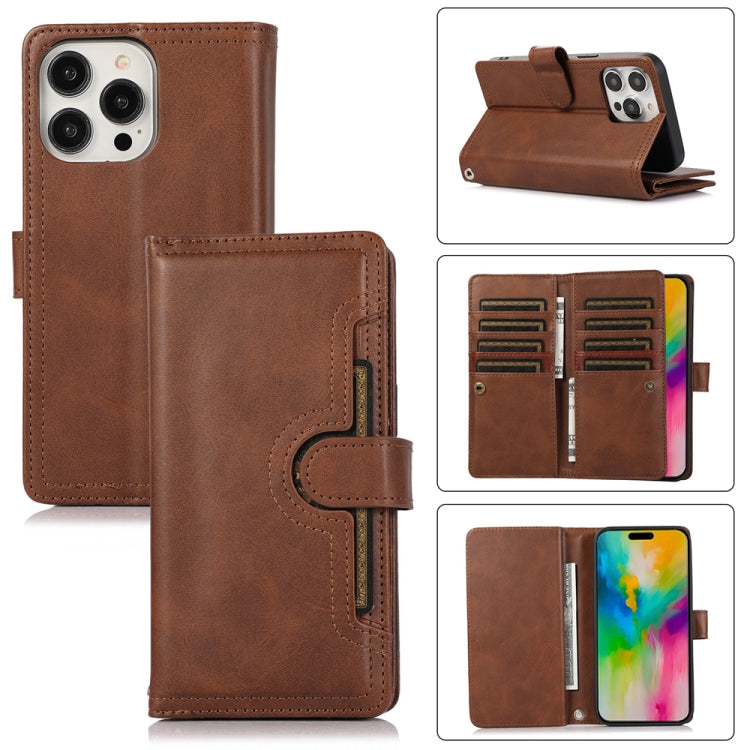 For iPhone 16 Pro Max Wristband Card Slot Leather Phone Case(Coffee) - iPhone 16 Pro Max Cases by PMC Jewellery | Online Shopping South Africa | PMC Jewellery | Buy Now Pay Later Mobicred