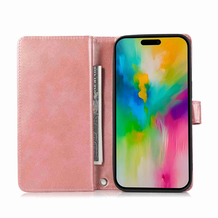 For iPhone 16 Pro Wristband Card Slot Leather Phone Case(Rose Gold) - iPhone 16 Pro Cases by PMC Jewellery | Online Shopping South Africa | PMC Jewellery | Buy Now Pay Later Mobicred