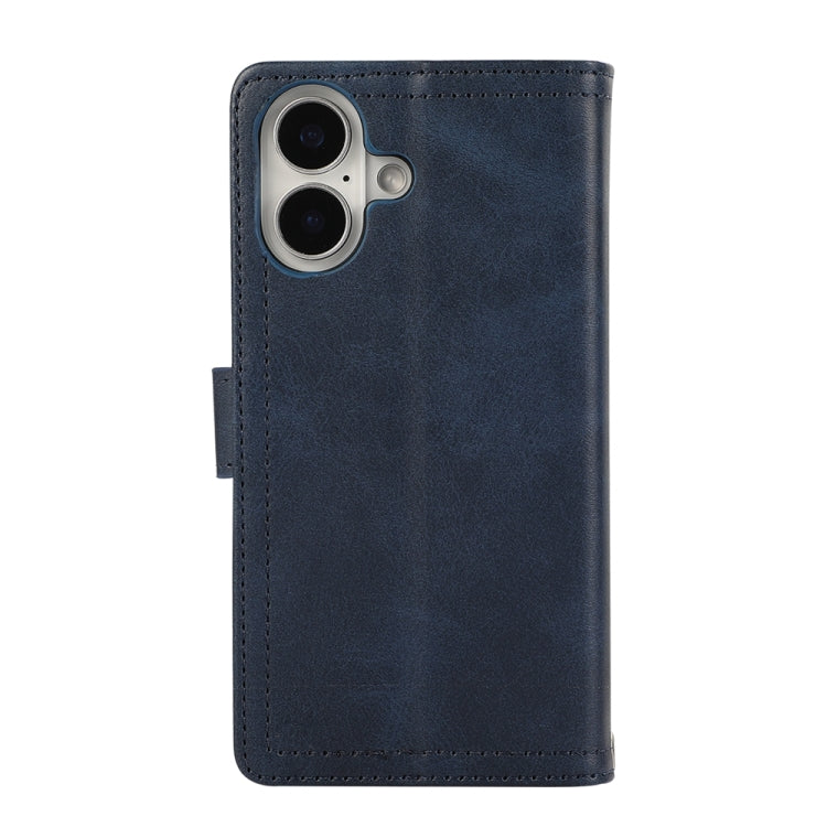 For iPhone 16 Plus Wristband Card Slot Leather Phone Case(Blue) - iPhone 16 Plus Cases by PMC Jewellery | Online Shopping South Africa | PMC Jewellery | Buy Now Pay Later Mobicred