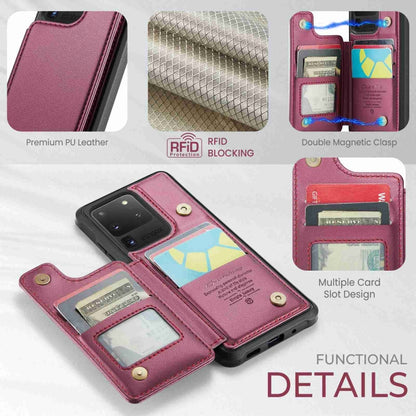 For Samsung Galaxy S20 Ultra CaseMe C22 Card Slots Holder RFID Anti-theft Phone Case(Wine Red) - Galaxy Phone Cases by CaseMe | Online Shopping South Africa | PMC Jewellery | Buy Now Pay Later Mobicred