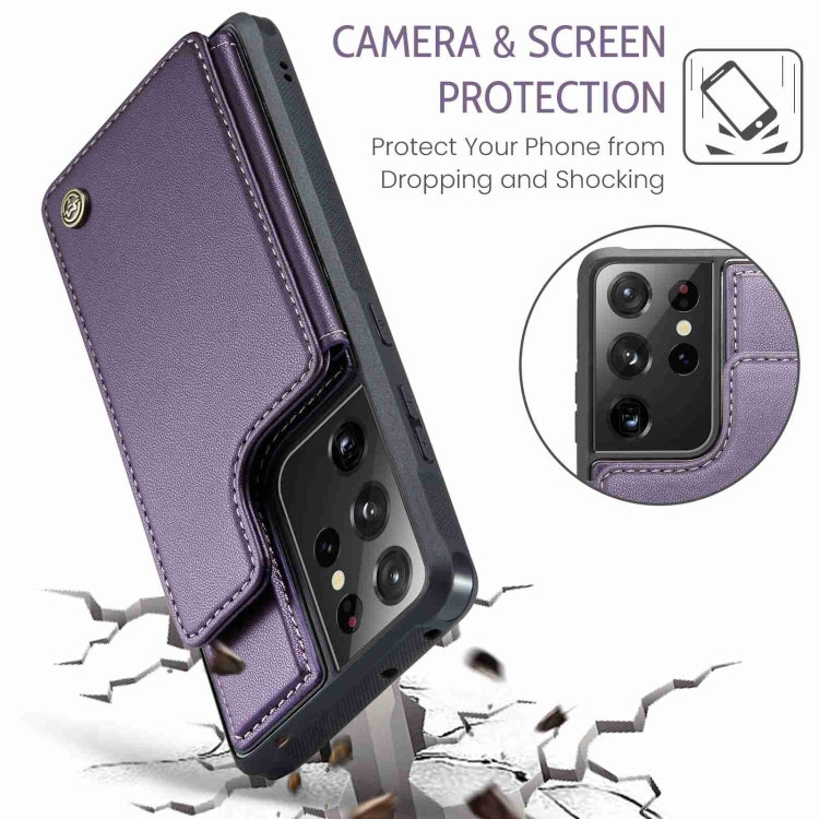 For Samsung Galaxy S21 Ultra 5G CaseMe C22 Card Slots Holder RFID Anti-theft Phone Case(Purple) - Galaxy S21 Ultra 5G Cases by CaseMe | Online Shopping South Africa | PMC Jewellery | Buy Now Pay Later Mobicred