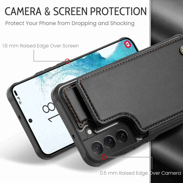 For Samsung Galaxy S22 5G CaseMe C22 Card Slots Holder RFID Anti-theft Phone Case(Black) - free shipping - PMC Jewellery - Order now!