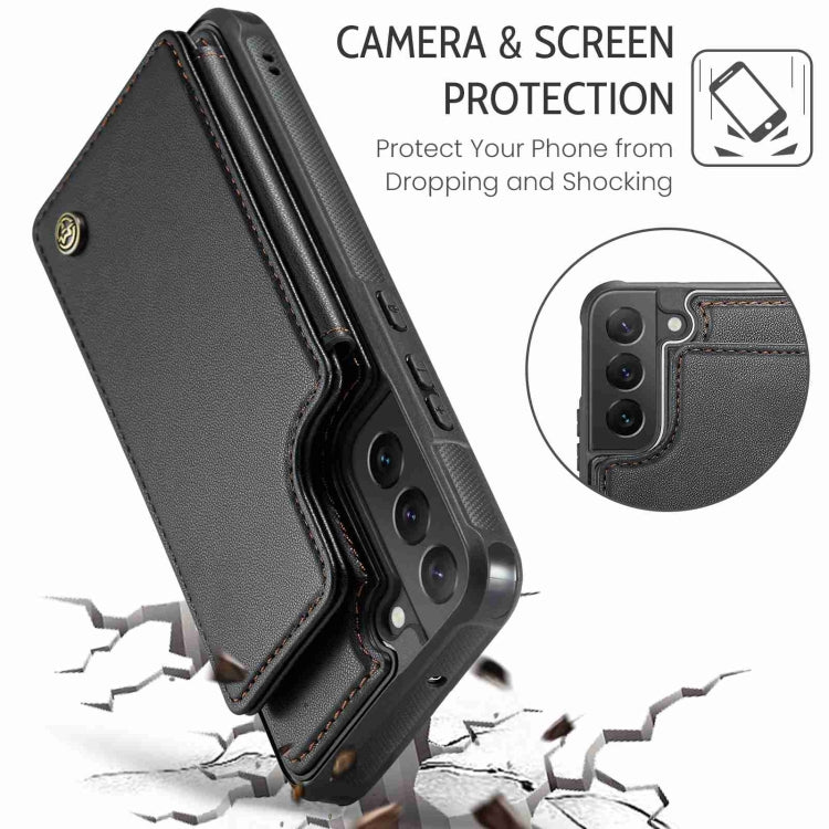 For Samsung Galaxy S22 5G CaseMe C22 Card Slots Holder RFID Anti-theft Phone Case(Black) - free shipping - PMC Jewellery - Order now!
