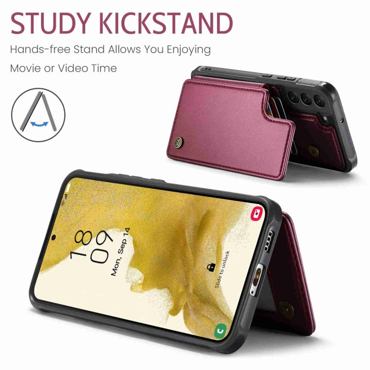 For Samsung Galaxy S22+ 5G CaseMe C22 Card Slots Holder RFID Anti-theft Phone Case(Wine Red) - free shipping - PMC Jewellery - Order now!