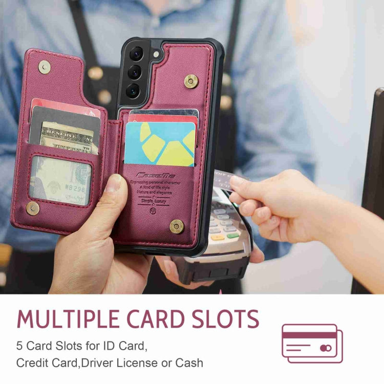 For Samsung Galaxy S22+ 5G CaseMe C22 Card Slots Holder RFID Anti-theft Phone Case(Wine Red) - free shipping - PMC Jewellery - Order now!