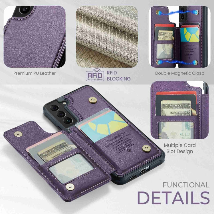 For Samsung Galaxy S22+ 5G CaseMe C22 Card Slots Holder RFID Anti-theft Phone Case(Purple) - Galaxy S22+ 5G Cases by CaseMe | Online Shopping South Africa | PMC Jewellery | Buy Now Pay Later Mobicred