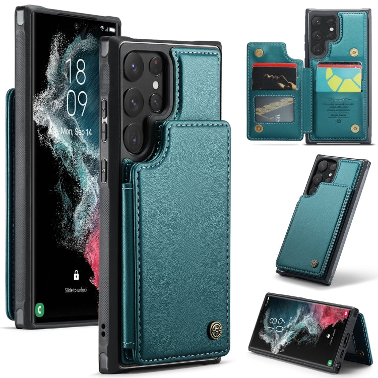For Samsung Galaxy S22 Ultra 5G CaseMe C22 Card Slots Holder RFID Anti-theft Phone Case(Blue Green) - free shipping - PMC Jewellery - Order now!