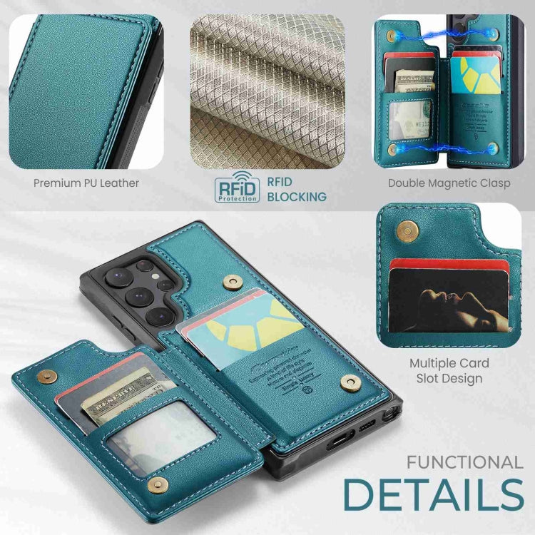 For Samsung Galaxy S22 Ultra 5G CaseMe C22 Card Slots Holder RFID Anti-theft Phone Case(Blue Green) - free shipping - PMC Jewellery - Order now!