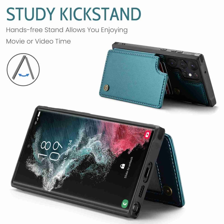 For Samsung Galaxy S22 Ultra 5G CaseMe C22 Card Slots Holder RFID Anti-theft Phone Case(Blue Green) - free shipping - PMC Jewellery - Order now!