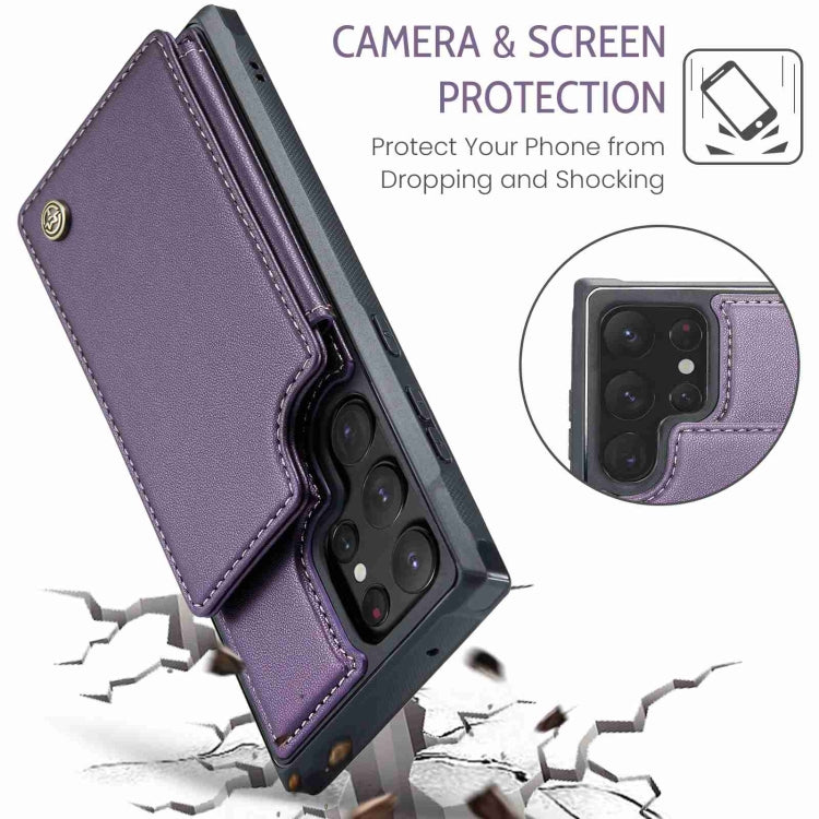 For Samsung Galaxy S22 Ultra 5G CaseMe C22 Card Slots Holder RFID Anti-theft Phone Case(Purple) - Galaxy S22 Ultra 5G Cases by CaseMe | Online Shopping South Africa | PMC Jewellery | Buy Now Pay Later Mobicred