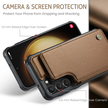 For Samsung Galaxy S23+ 5G CaseMe C22 Card Slots Holder RFID Anti-theft Phone Case(Brown) - Galaxy S23+ 5G Cases by CaseMe | Online Shopping South Africa | PMC Jewellery | Buy Now Pay Later Mobicred