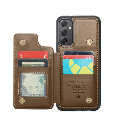 For Samsung Galaxy A34 5G CaseMe C22 Card Slots Holder RFID Anti-theft Phone Case(Brown) - Galaxy Phone Cases by CaseMe | Online Shopping South Africa | PMC Jewellery | Buy Now Pay Later Mobicred